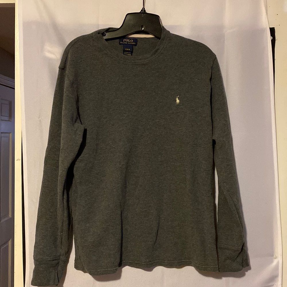 Gray long sleeve polo shirt